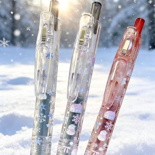 日本ZEBRA斑马宝蔗笔冬日雪花透明羽毛按动中性笔学生刷题笔0.5黑