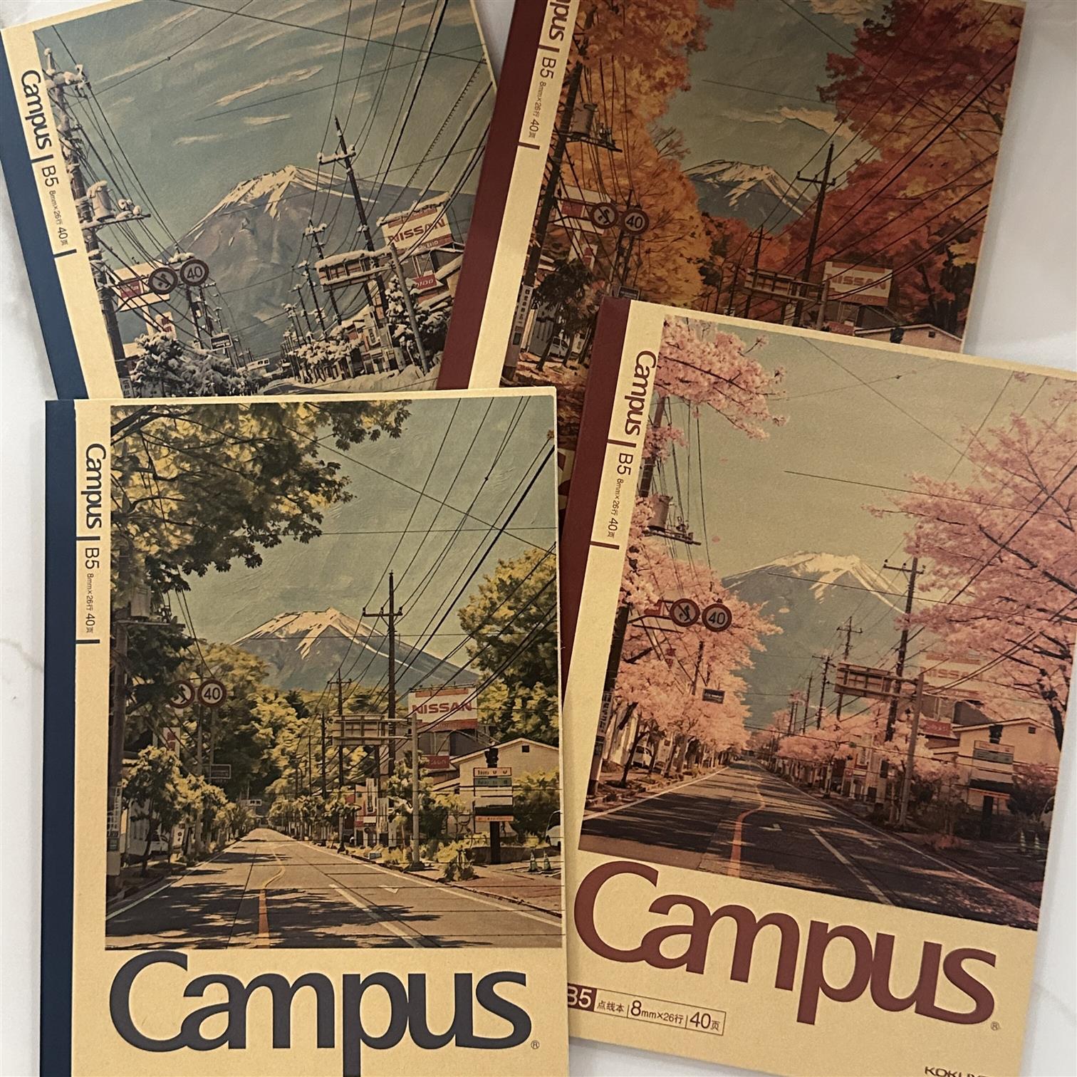 国誉Campus限定富士山四季春夏秋冬笔记本B5横线内页高颜值学生用图片