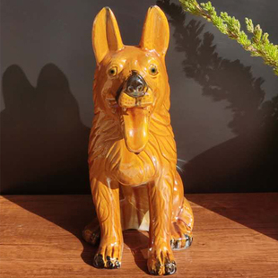 大黄狗狼狗黑狗生肖狗小狗属相狗陶瓷狗摆件工艺品家居用品大号