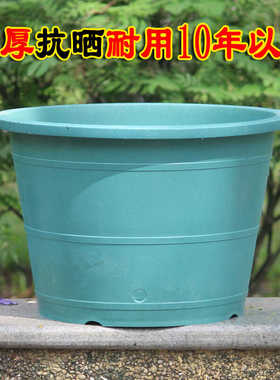 加厚高桶绿色圆形花盆树脂盆特大号简约庭院阳台种果树种树高深盆