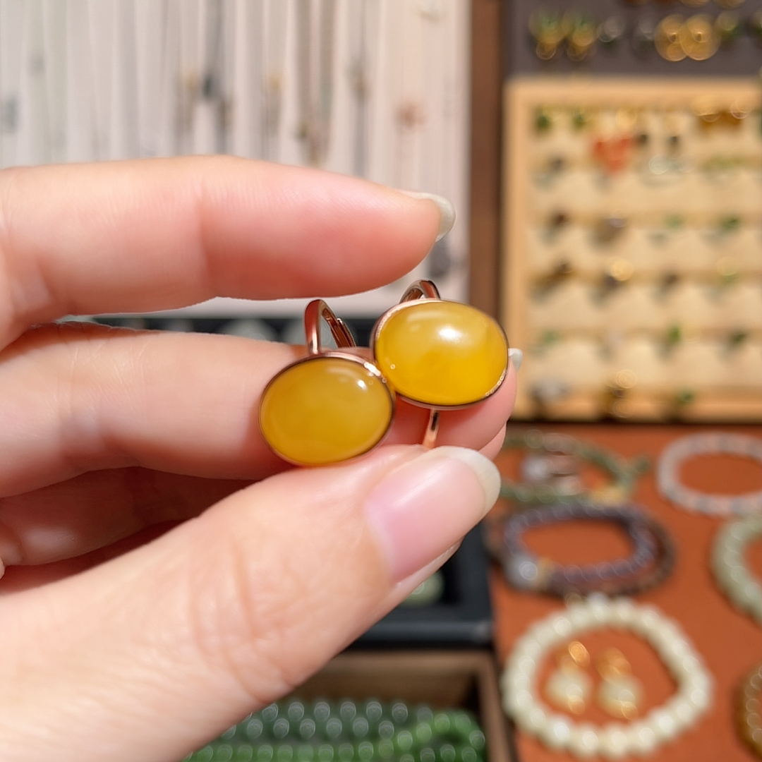 蜜蜡戒指两个925