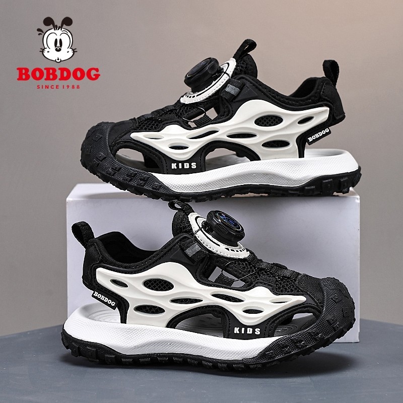 巴布豆男童旋转纽扣包头凉鞋夏季新款透气女孩沙滩鞋轻便儿童鞋子