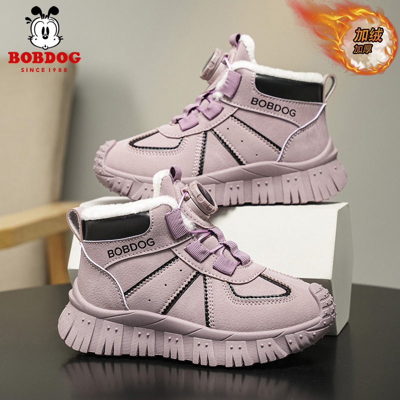 巴布豆女孩雪地靴2025冬季新款儿童加绒保暖大棉鞋百搭男童户外鞋