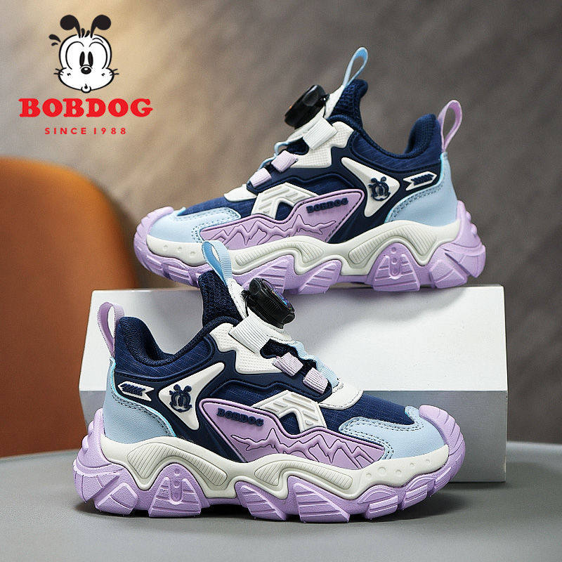 巴布豆女童鞋旋转纽扣冬季新款加绒二棉小男孩保暖鞋子儿童运动鞋