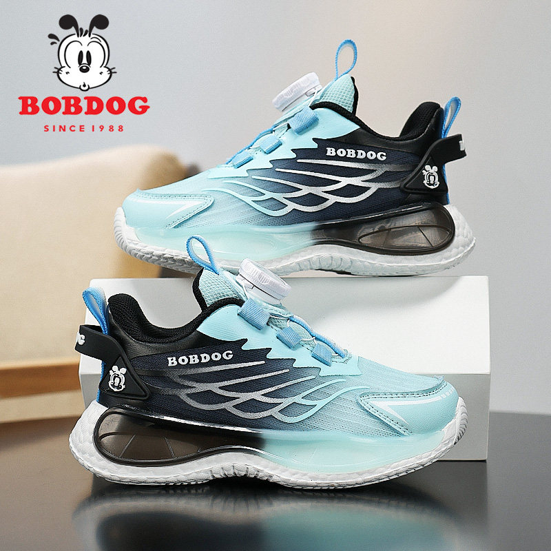 巴布豆男童鞋旋转纽扣春季新款双网面女孩运动鞋轻便透气儿童鞋子