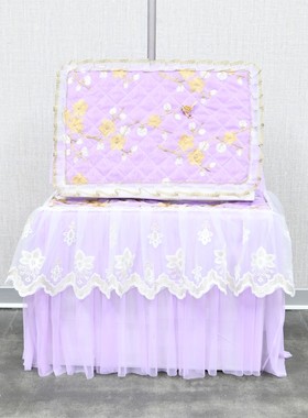 卡拉ok音响蕾丝两件套灰色防尘罩客厅点歌机音箱紫色装饰盖巾定制