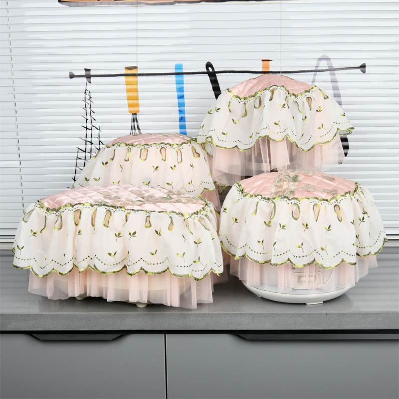 欧式电饭锅蕾丝盖巾空气炸锅防尘罩破壁机圆形简约现代盖布定制