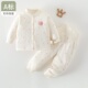 婴儿夹棉衣服分体套装 秋冬打底保暖棉衣新生男女宝宝高腰护肚春装