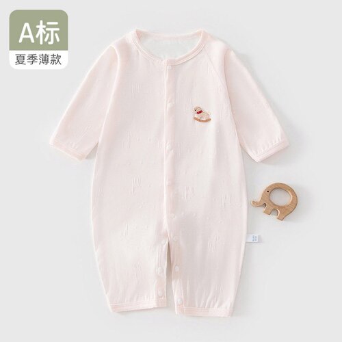婴儿莫代尔夏季薄款长袖连体衣