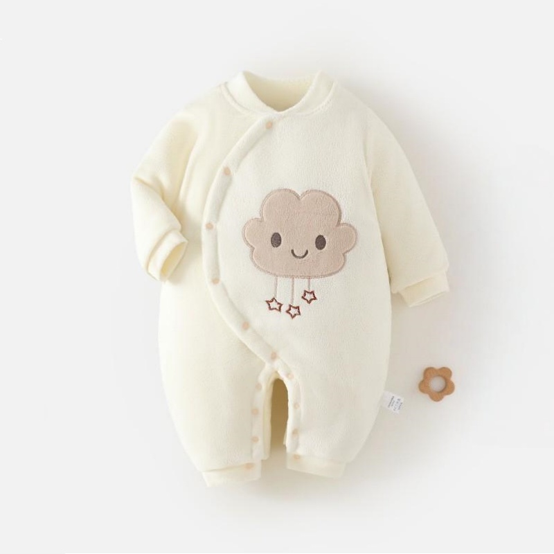 婴儿连体衣秋冬季加绒外出服新生儿衣服加厚棉衣外套宝宝夹棉哈衣