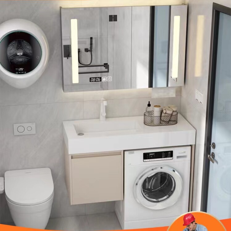 小户型简约浴室滚筒洗衣机一体柜伴侣组合岩板洗脸盆洗漱台洗手池