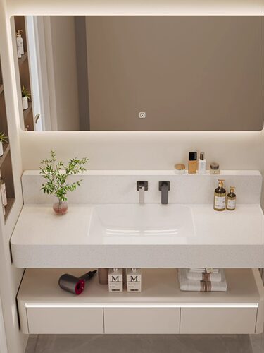 岩板无缝一体盆简约现代