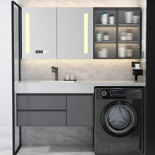 定制浴室滚筒洗衣机一体柜组合岩板洗手盆卫生间洗脸池阳台洗漱台