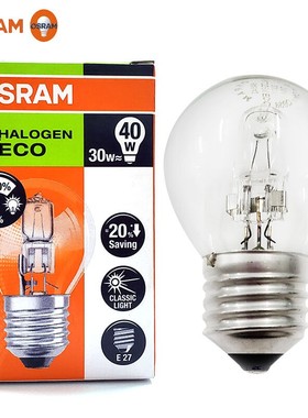 OSRAM欧司朗卤素卤钨灯泡46W30W护眼调光透明E27E14螺口尖泡球形