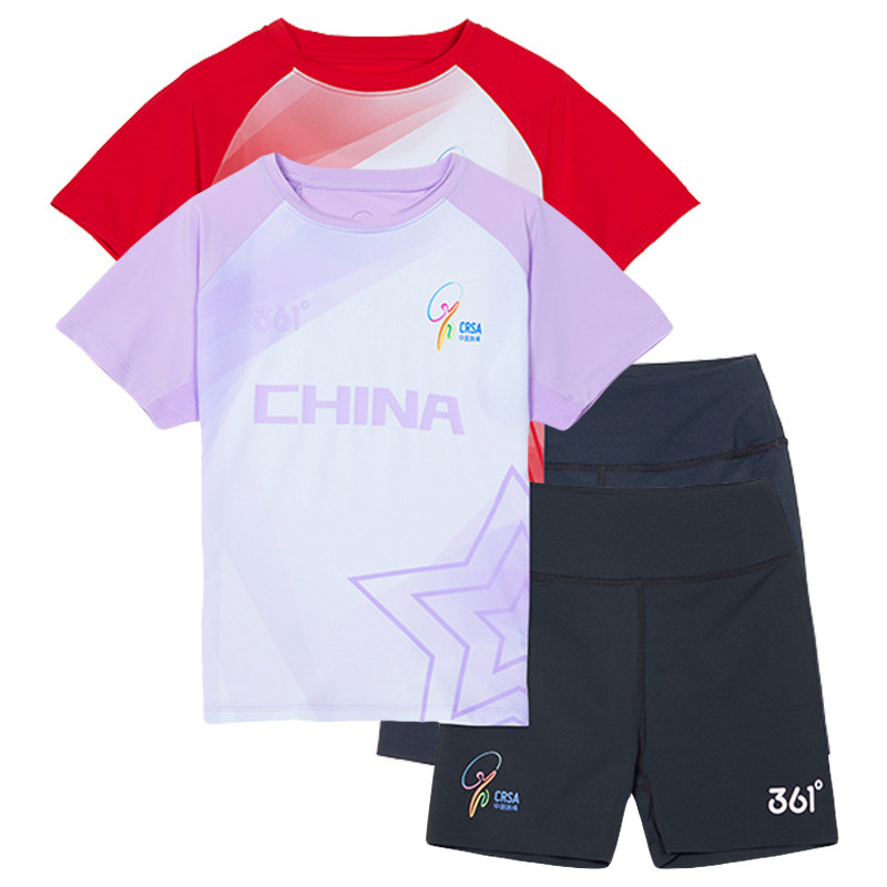 361女童跳绳速干套装新品2024秋儿童比赛运动服透气吸汗短袖短裤