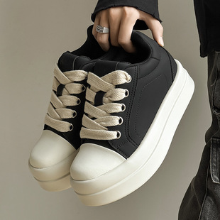 小众8CM内增高板鞋男鞋秋季厚底百搭休闲鞋子男女款米奇大头鞋潮