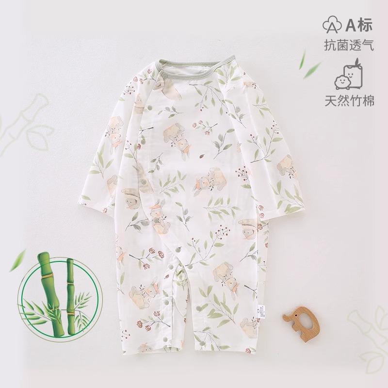 婴儿竹棉夏装连体衣竹纤维纱布空调服睡衣男女宝宝衣服透气A类59