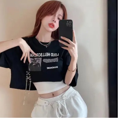 短款背心罩衫叠穿两件套女