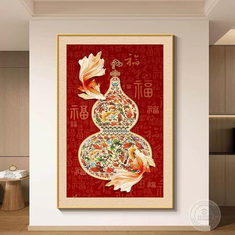 百福图葫芦十字绣福字小件手工图片