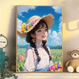 Сельская цветочная девушка поперечная вышивка 2023 Новая вышитая вышиваемая вышива