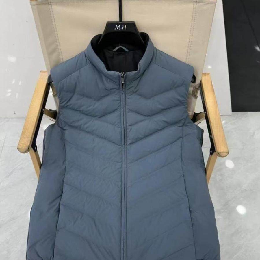 24年新款沙家秋冬款男士羽绒马甲无袖拉链开胸雷迪波款 灰色高端