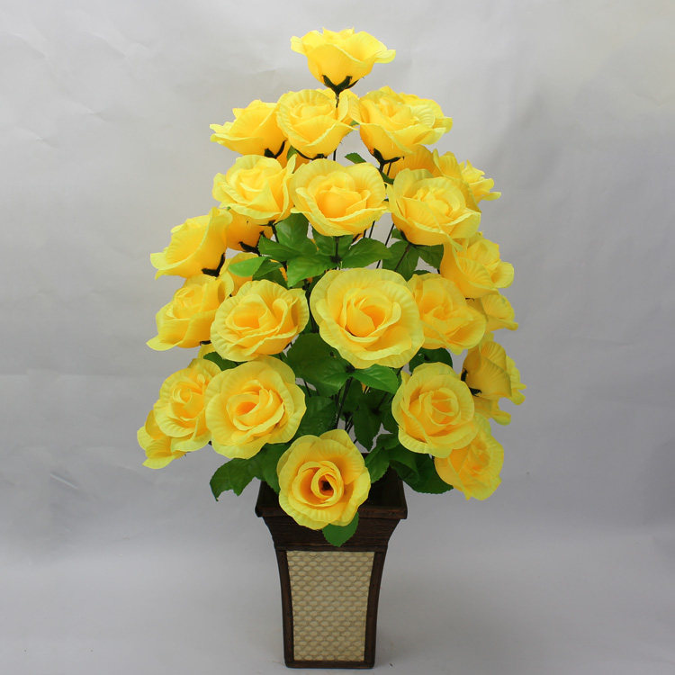 玫瑰花束仿真花假花36头大月季落地摆设手工装饰花厂家直销
