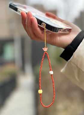 鸿运当头｜天然南红玛瑙手机挂件包链红色吉祥珠宝