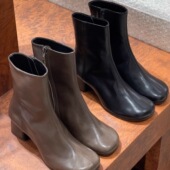 5.5cm 通勤粗跟短靴 25FW秋冬新款 真皮底