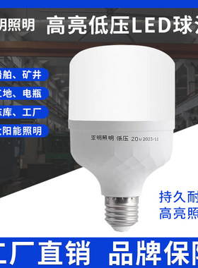 亚明led灯泡低压球泡e27螺口超亮节能灯12V24V36V48V直流声光控灯
