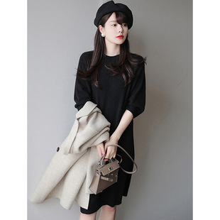高级感轻奢法式复古针织连衣裙女打底宽松毛衣气质