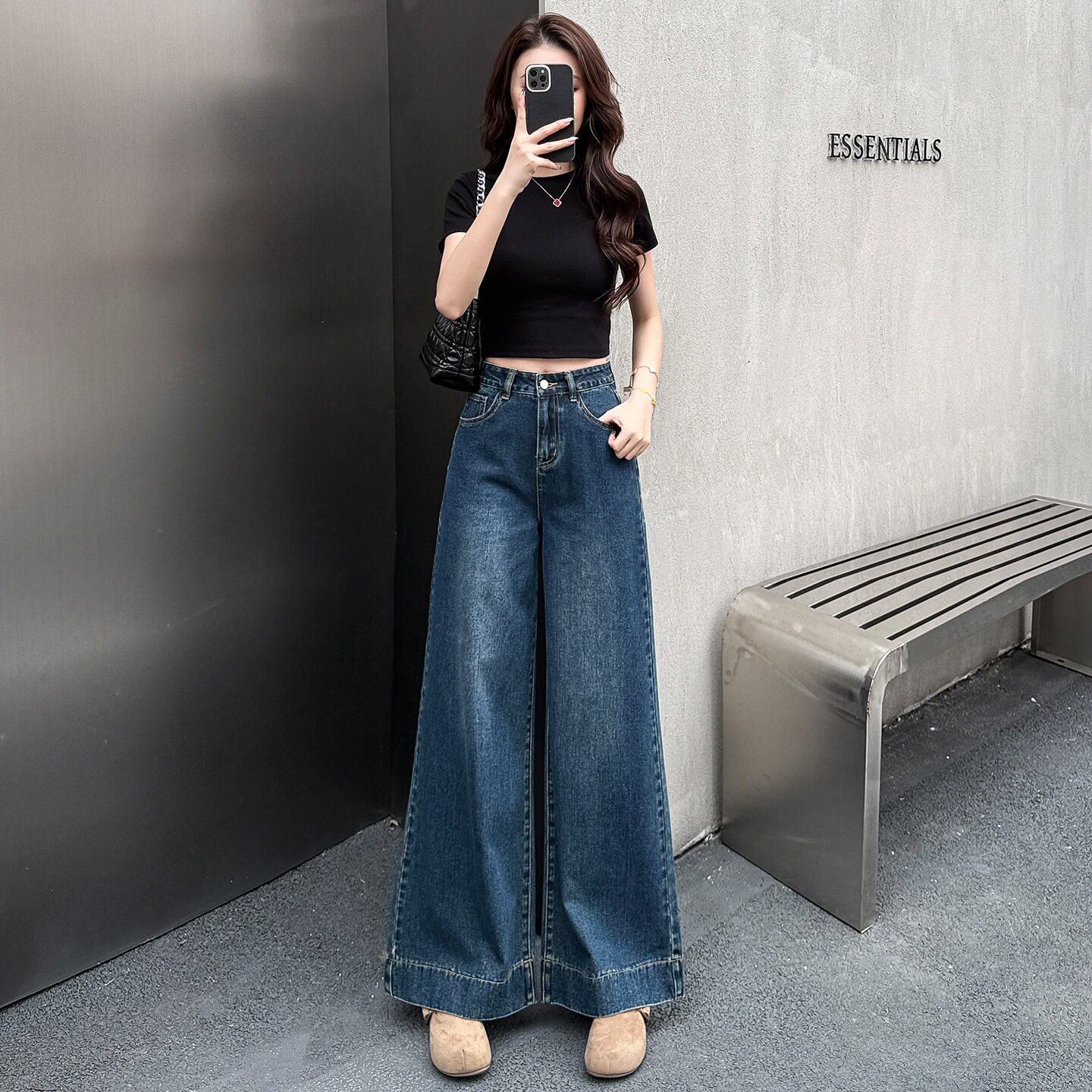 小个子2026春夏季薄款牛仔裤女九分长裤高腰显瘦阔腿直筒喇叭裤