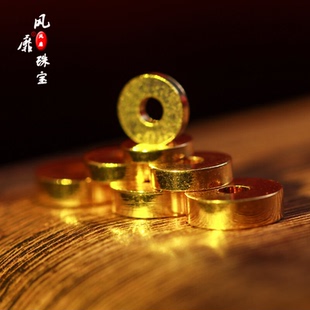 沙金18K镀金直切隔片药片高保色散珠文玩老金串珠垫片配件