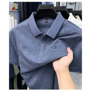 男装 稻草人冰丝短袖 翻领POLO衫 潮流时尚 高端休闲 t恤男夏季