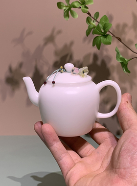 夏禾茶具新品冰种素烧玉瓷单茶壶家用茶人自用小品壶纯色高级瓷泥