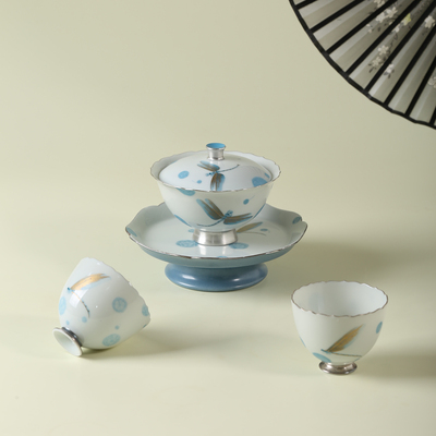 清仓小盖碗景德镇高端手绘新中式小号单人茶具110ml泡茶碗茶杯