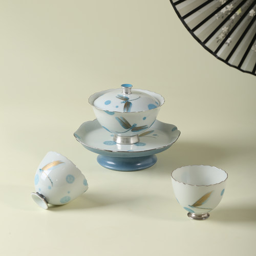 清仓小盖碗景德镇高端手绘新中式小号单人茶具110ml泡茶碗茶杯