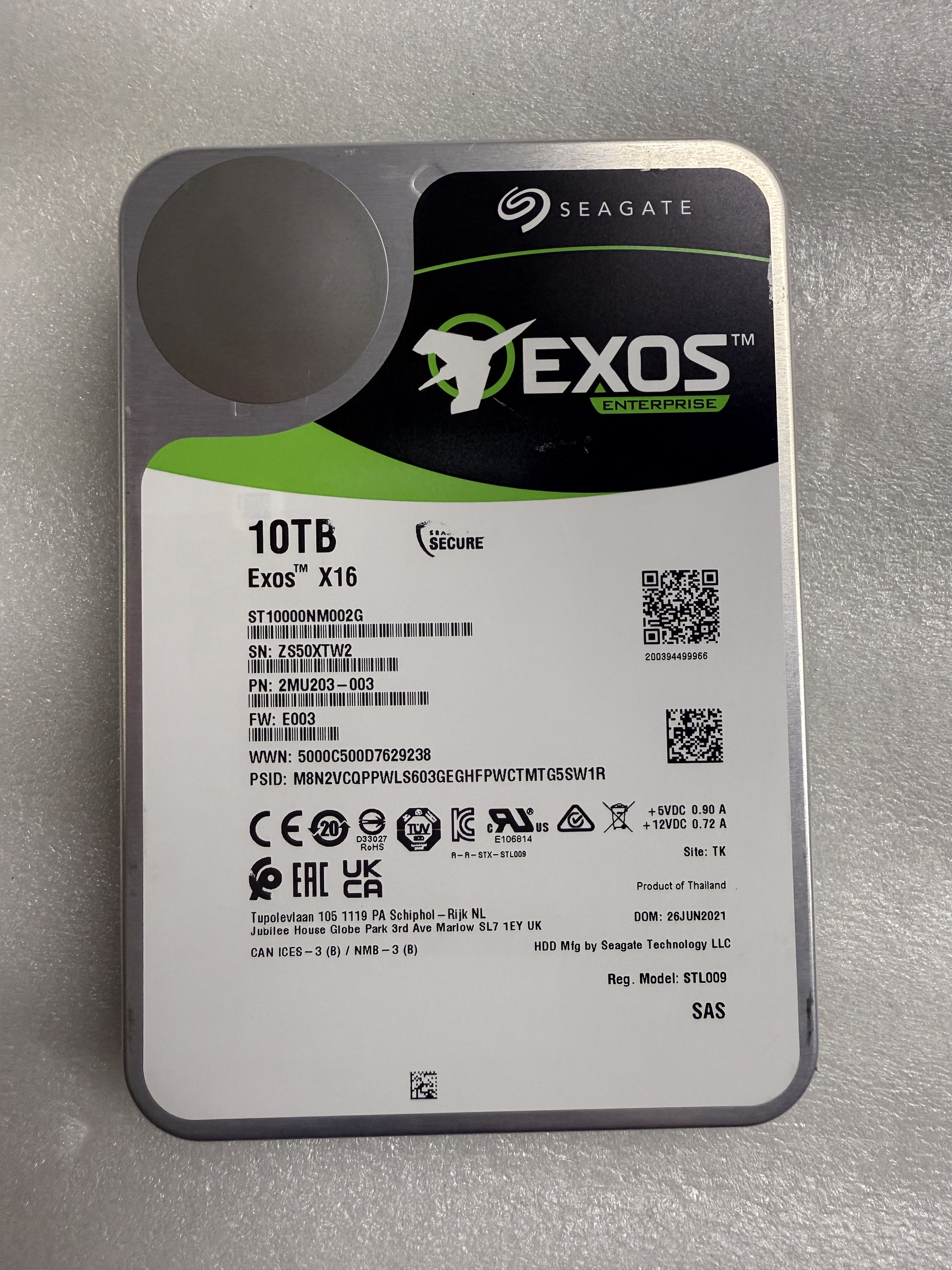 Seagate/希捷 10T SAS 硬盘 ST10000NM002G 7.2K 3.5寸服务器硬盘