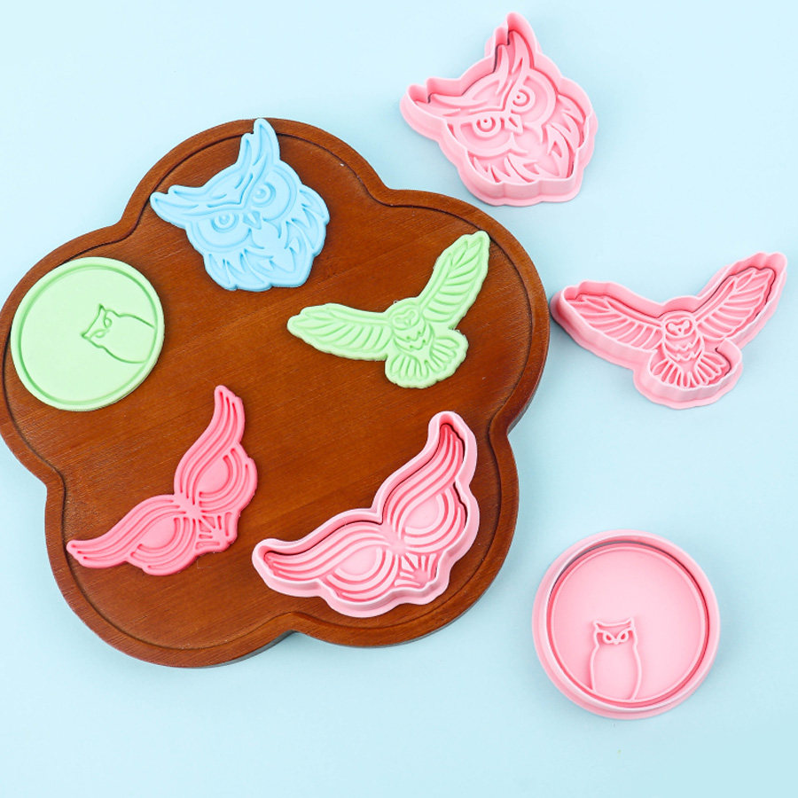 猫头鹰系列仿真饼干模具diy家用曲奇立体切模烘焙模具印花饼干