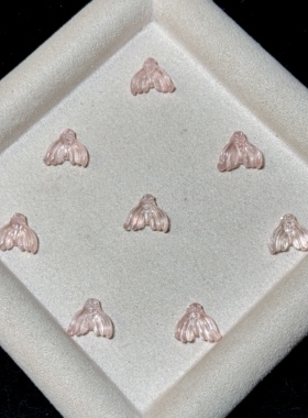 天然粉水晶鱼尾雕刻件手工DIY手链手串项链滴溜挂件水晶配件饰品