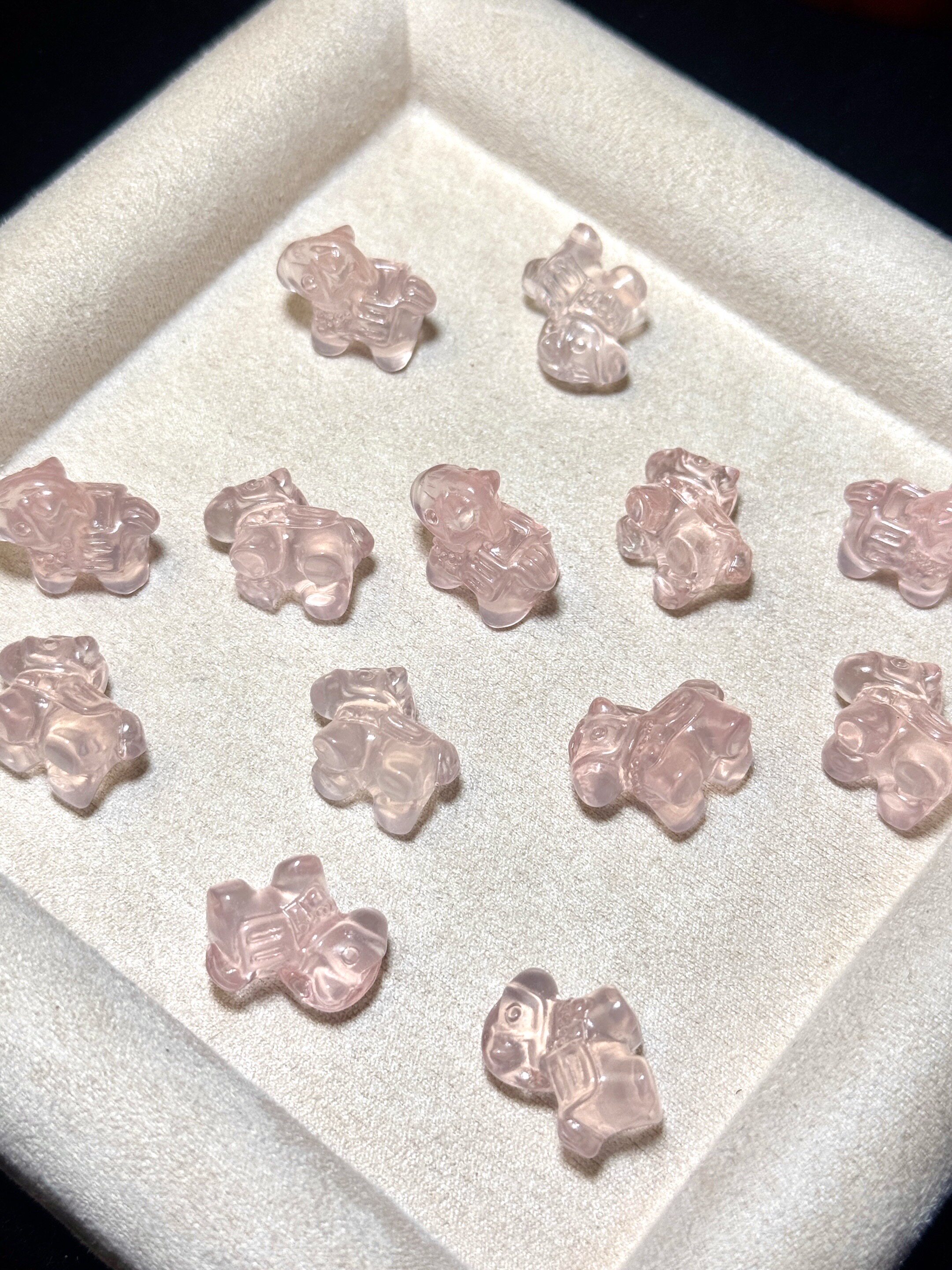 天然粉水晶马到成功雕刻件手工D