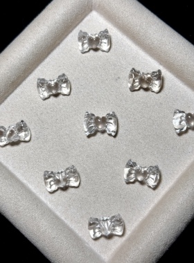 天然白水晶蝴蝶结雕刻手工DIY手链项链串链水晶配件挂件饰品滴溜