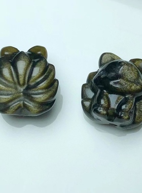 天然金曜石雕刻九尾狐手工DIY手链项链吊坠手机链包挂水晶配饰