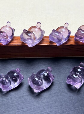 天然紫水晶趴猫雕刻件手工DIY手链项链耳环吊坠串链水晶配件饰品