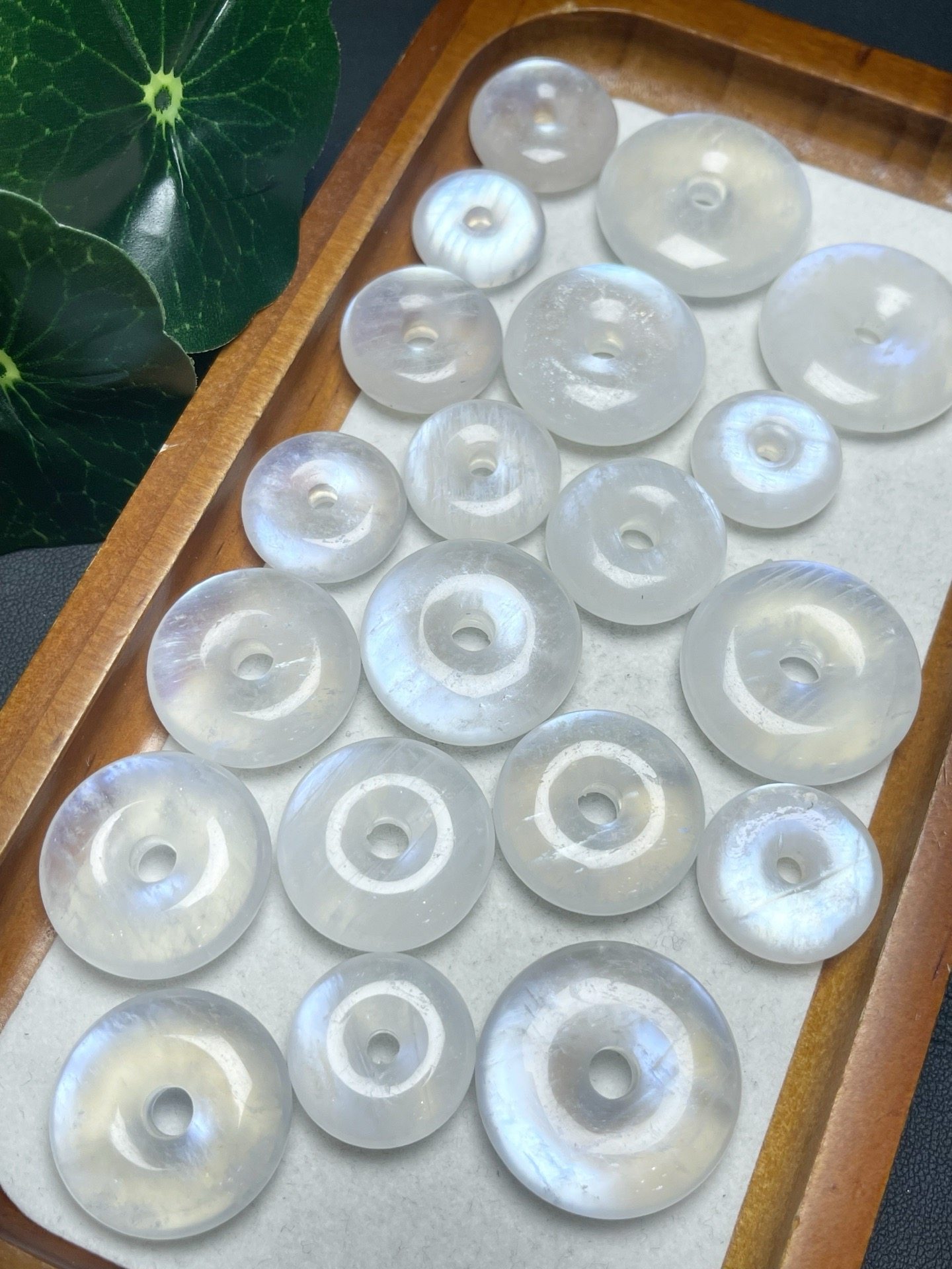 天然蓝月光平安扣手工diy手链项链车挂钥匙扣流苏胸坠水晶配饰