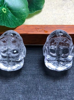 天然水晶白水晶雕刻象神手工diy手链项链吊坠车挂钥匙扣包挂配饰