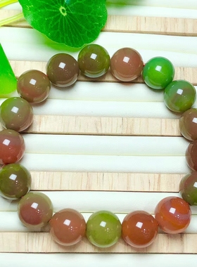 天然盐源多彩玛瑙单圈手链小清新时尚民族风高颜值水晶手串饰品