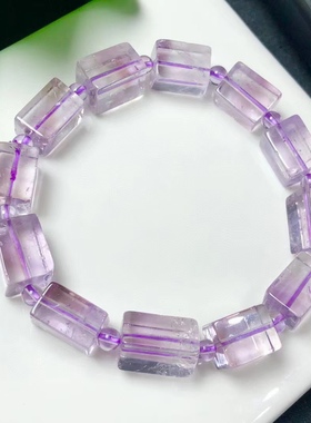天然薰衣草紫水晶桶珠手链男女皆可简约时尚水晶手串饰品礼物配饰