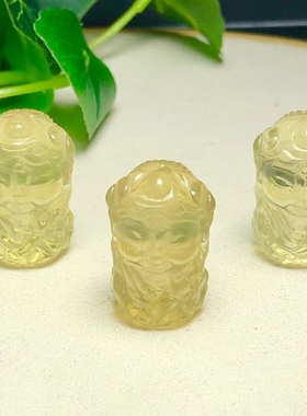 天然黄水晶雕刻度母手工DIY手链项链吊坠流苏车挂水晶饰品配上