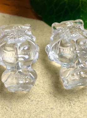 天然白水晶雕刻妈祖吊坠手工DIY手链项链手排车挂流苏饰品配饰