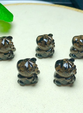 天然冰种黑曜石雕刻小飞龙手工DIY手链项链吊坠手机链水晶配饰